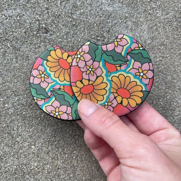 Floral 70’s Car Coasters | Car Accessories | Car Coaster | Coaster Set - Picture 6 of 9